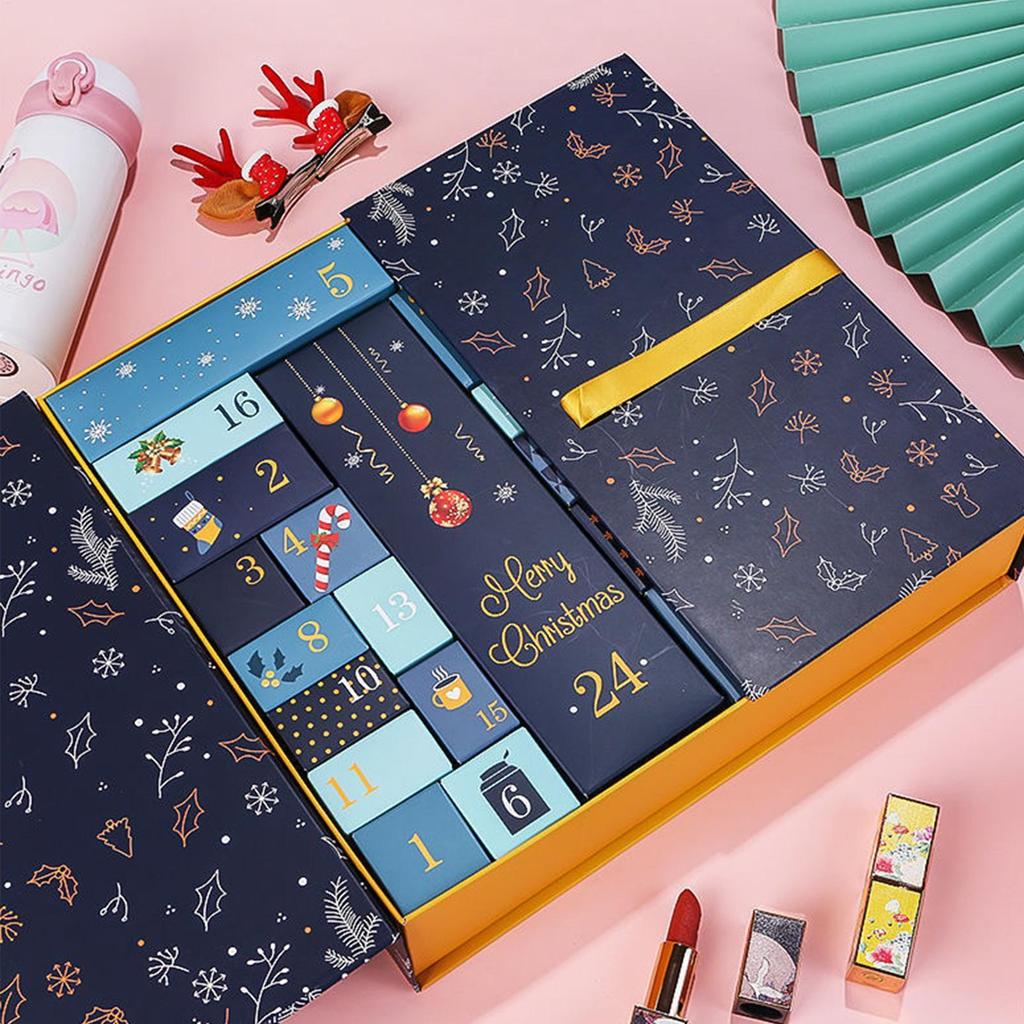 Christmas Advent Calendar Empty Countdown Boxes 24-Day Multi-Functional Container Empty Countdown Paper Boxes for Winter Holiday
