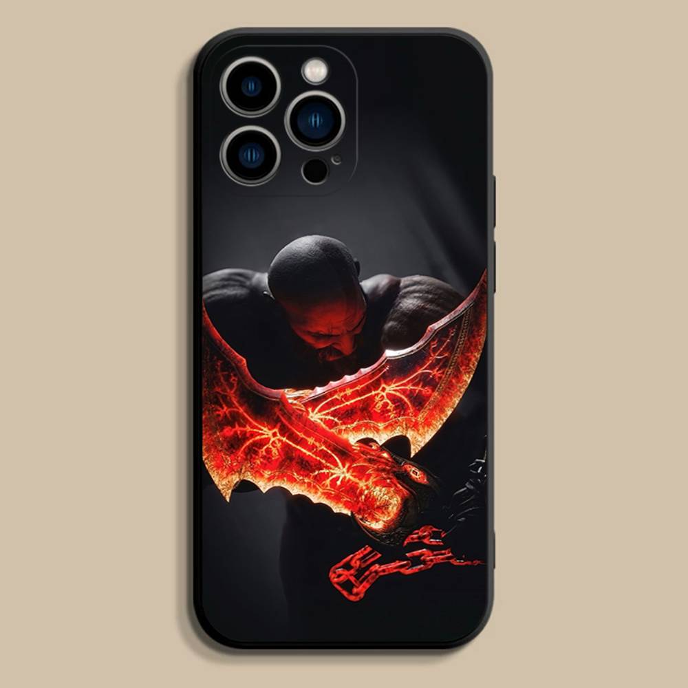 Игровой чехол для телефона G-God of W-War Для iPhone 17,16,15,14,13,12,11,Pro,Max,Plus,E,SE4,Air,Mini Черный Мягкий Чехол