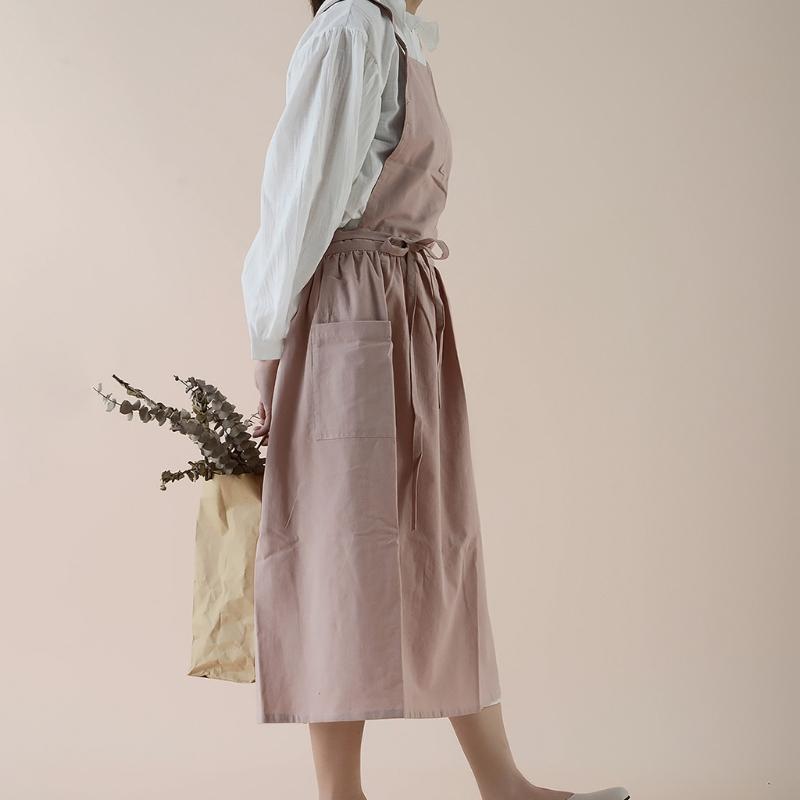 Women Cotton Linen Cross Back Apron Japanese Housework Baking Wrap Florist Dress Kitchen Cooking Aprons