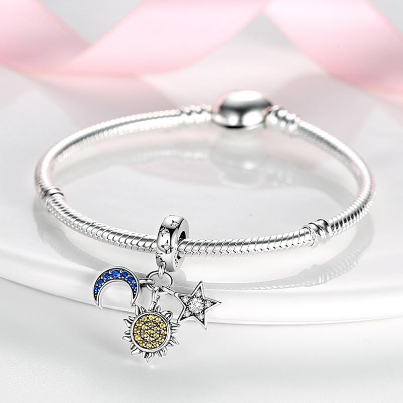 Plata Charms of Ley S925 New Fit Original Bracelet Necklace Flower Bicycle Silver Pendant Charms Bead Women Fine Jewelry