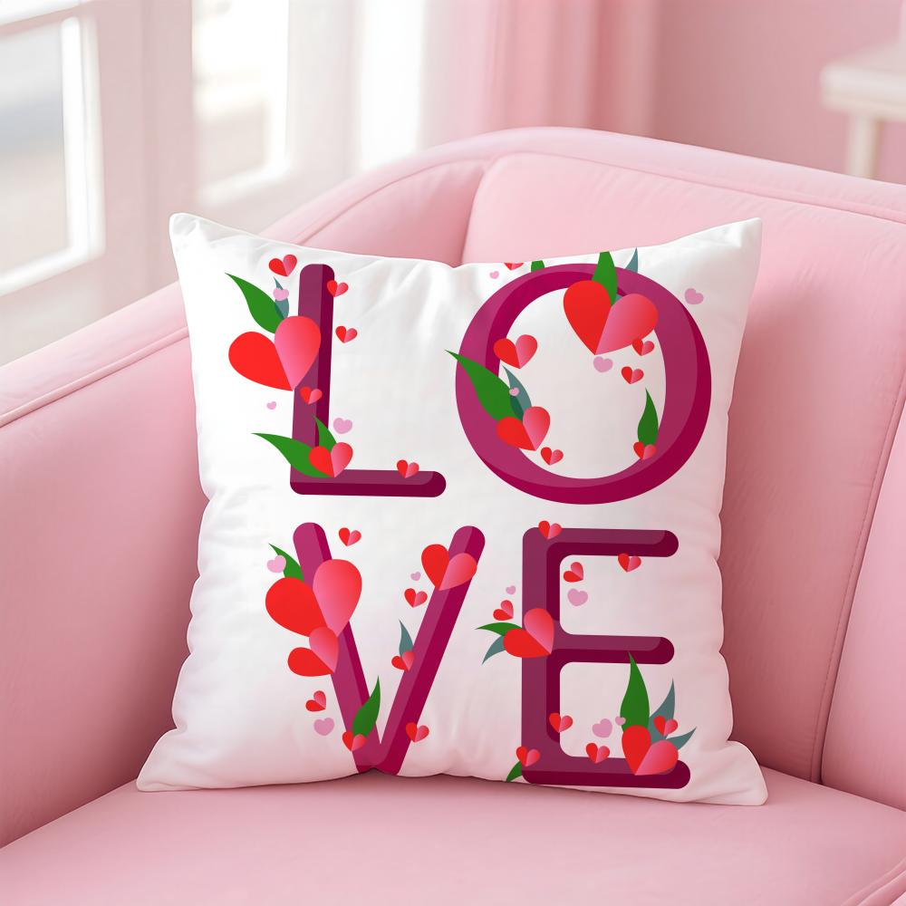 Creative Love Pattern Romantic Modern Art Cushion Cover Pillow Case Soft Skin Friendly Fabric  Concealed Zipper