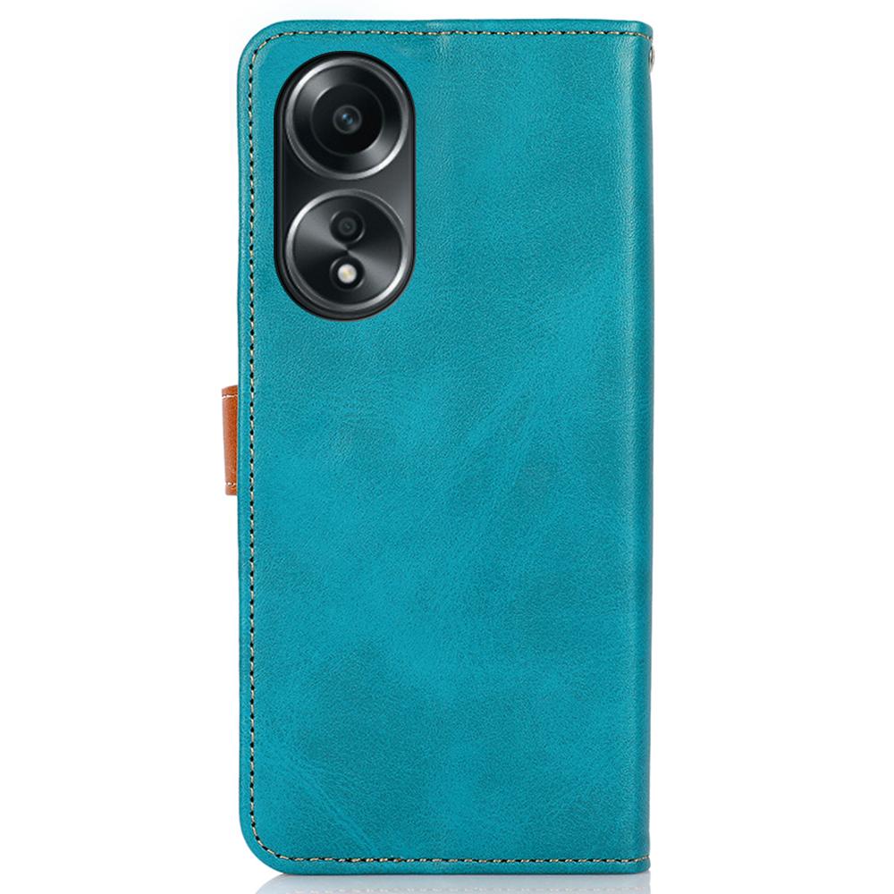 KHAZNEH For Oppo A78 4G Bump Proof Leather Wallet Phone Cover Stand Cowhide Texture Case