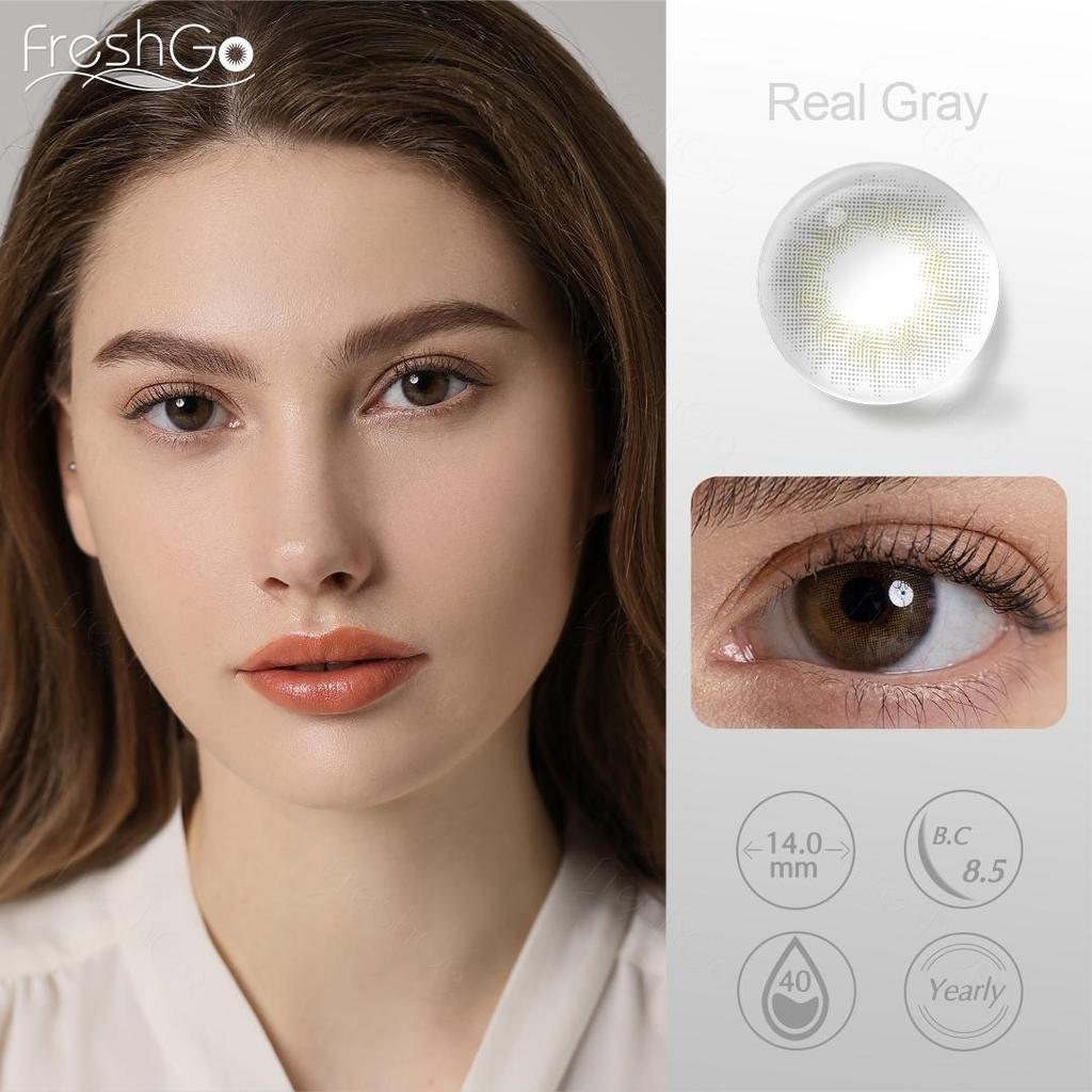 FreshGo Контактные линзы Natrual Color для глаз, косметика, серые контактные линзы для глаз, 1 пара цветных линз для ежегодных красавиц
