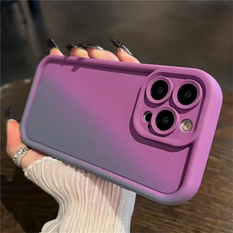 Градиентный жидкий силиконовый мягкий чехол для телефона iPhone 16 15 14 13 12 11 Pro Max Plus Candy Color противоударный утолщенный бампер