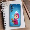 Милый Чехол для Телефона Маша и Медведи Для Samsung Galaxy A73,21,22,32,71,53,52,51,80,5G Мягкий Черный Чехол