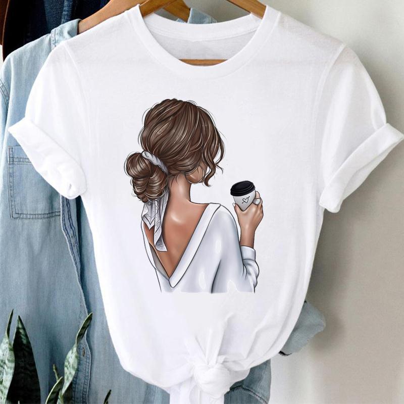 Unisex Clothing Casual Print Tee Top Watercolor Girl Lovely Summer Fashion Tshirt Short Sleeve Lady Fe Unisex Graphic T-shirt Unisex