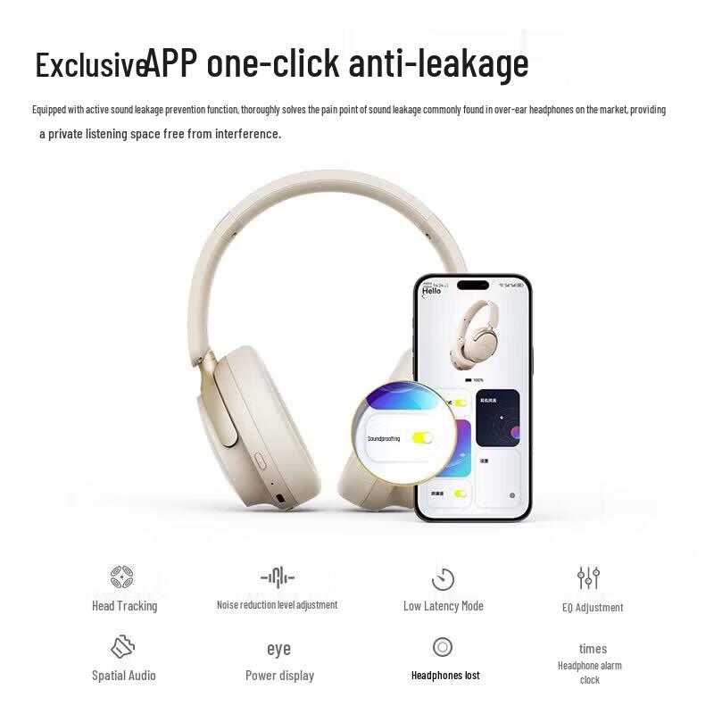 Picun NC60 Pro AI Noise Cancelling Spatial Audio Wireless Over-Ear Headphones