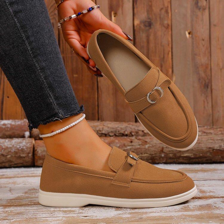 Женские туфли-слипоны на низкой подошве большого размера, ретро, плоские, весенне-осенние, новые, с металлической пряжкой