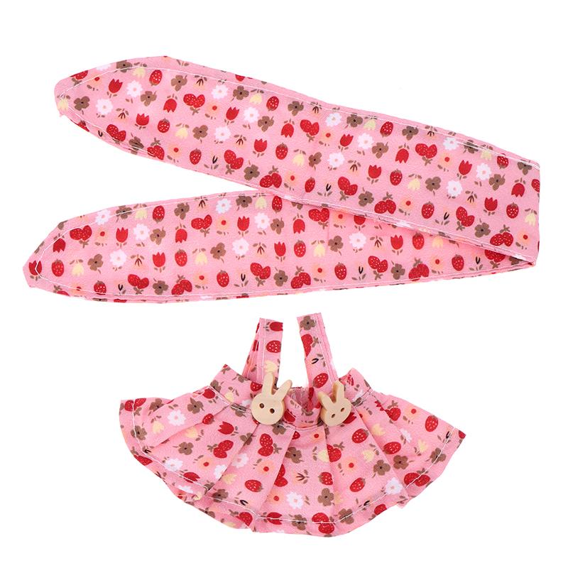 Для куклы Лабубу 17 см Одежда Аксессуары Сладкое цветочное платье с повязкой на голову Плюшевые куклы Сменная одежда Подарки Игрушки для ролевых игр