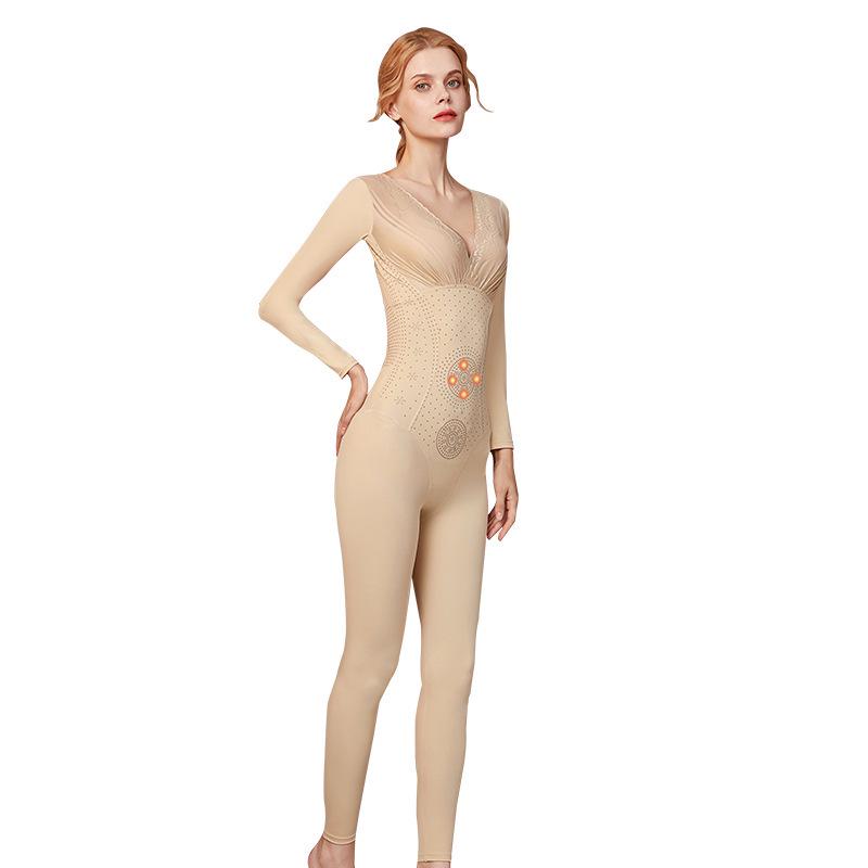 Послеродовой корректирующий комбинезон с длинными рукавами: Брюки с кофеином для укрепления живота, подтяжки талии и подтяжки бедер