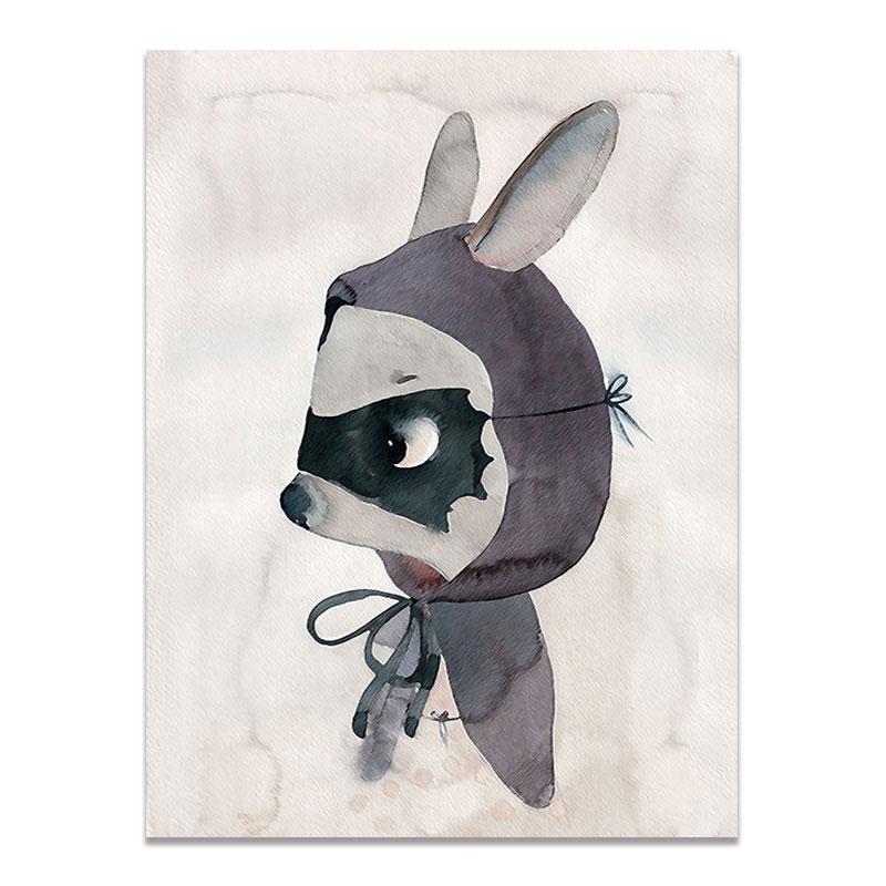 Современный скандинавский кролик для девочек, ангел, настенное искусство, мультяшная картина на холсте, спрей, цветной художественный постер, детские настенные фрески для детской комнаты
