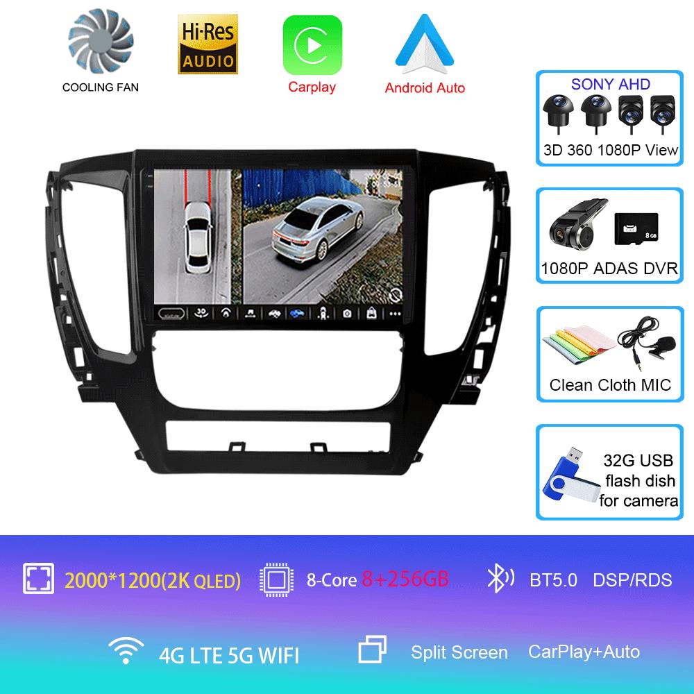 Для Mitsubishi Pajero Montero Sport 3 2015-2021 Автомобильный мультимедийный радиоприемник GPS DPS IPS CarPlay 360 Панорамный оптический Android 14