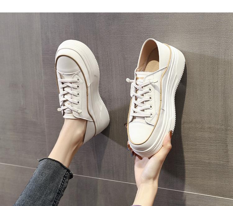 Модные кроссовки женские, новая весенняя коллекция, кожаные туфли на толстой подошве, женские туфли на плоской подошве, дышащие туфли двойного ношения на платформе