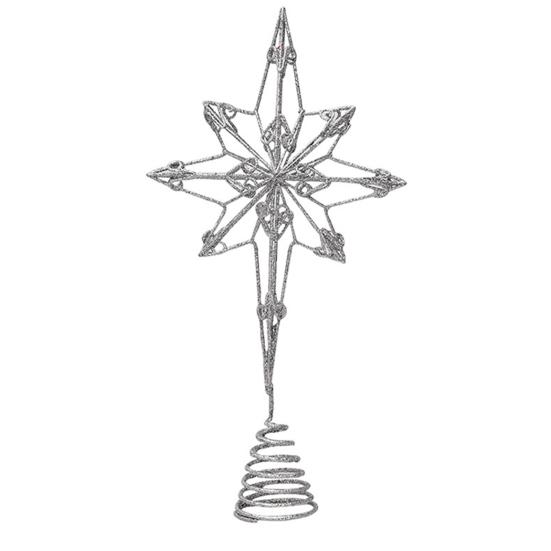 Christmas Tree Top Rustproof Design Star Sparkling Bright Color Hollow-out 3D Christmas Tree Top Ornament