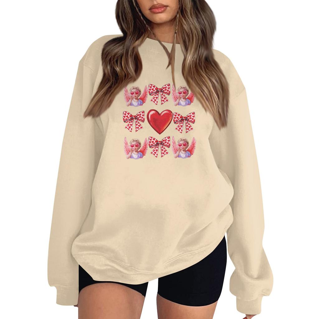Женская модная толстовка с длинным рукавом и принтом в виде банта с круглым вырезом