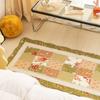Quilted Large Cotton Carpet for Living Room Anti Slip Kids Room Playing Floor Mat Machine Washable Floral Printed Rugs Big Size