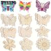 18-Pack Unfinished Wood Cutouts, Butterfly and Flower Shapes for Painting, 9 Styles, DIY Craft Blanks for Home Decor Hanging Ornaments