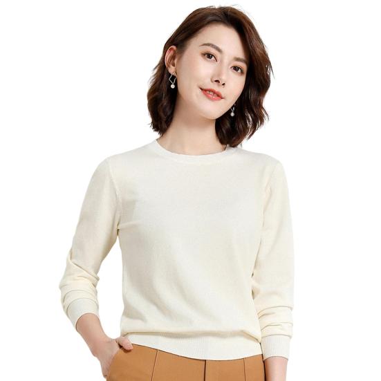 Женские зимние топы, однотонные, с круглым вырезом, с длинным рукавом, свитер, свободный