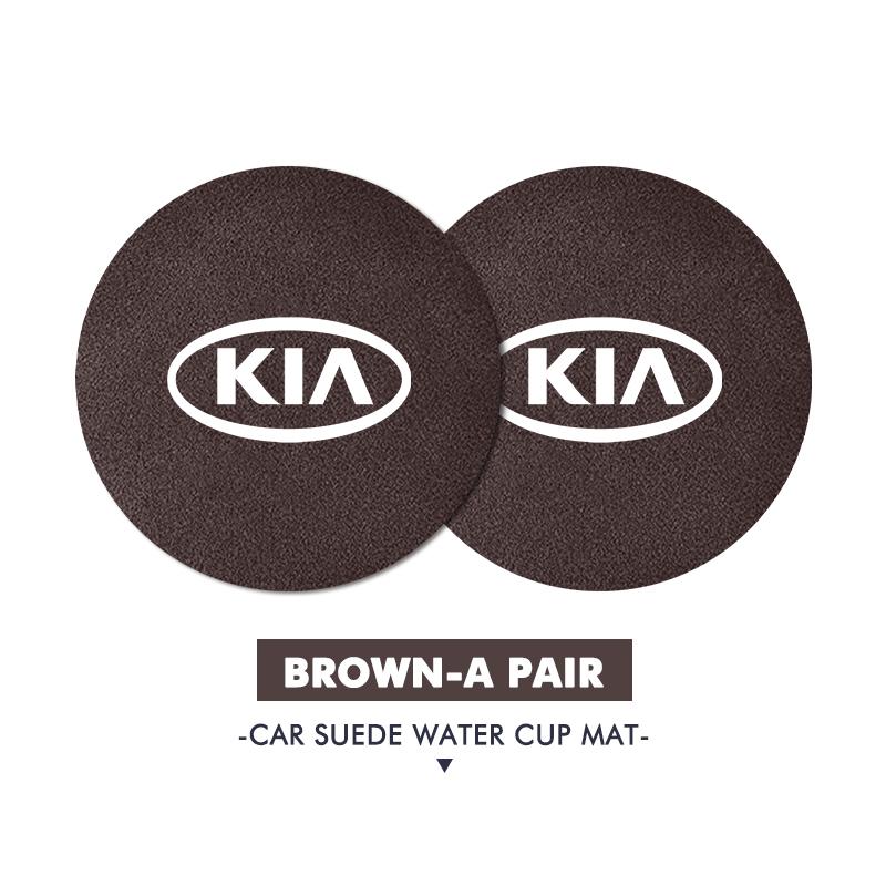 BBED7 Car Suede Coaster Anti-Slip Water Cup Pad Bottle Holder Mat Accessories For KIA Ceed Sportage Rio K2 Optima Cerato Proceed Venga