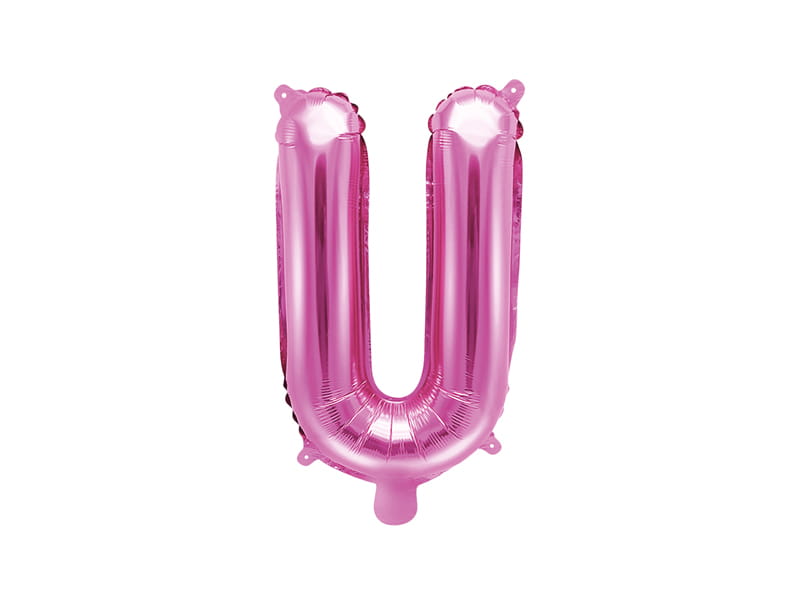 Balon Foliowy Litera "U" Ciemno Różowy 35 Cm