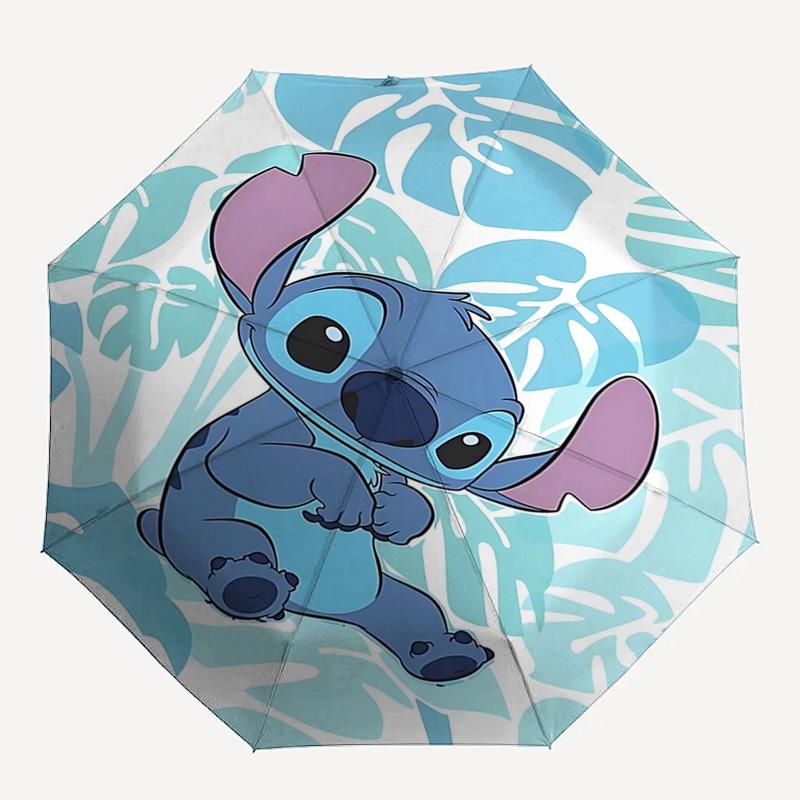 Stitch, Tropical Themed Automatic Opening and Closing Umbrella, Brightly Colored 8-rib Portable Umbrella, Suitable for Men and Women, A Perf