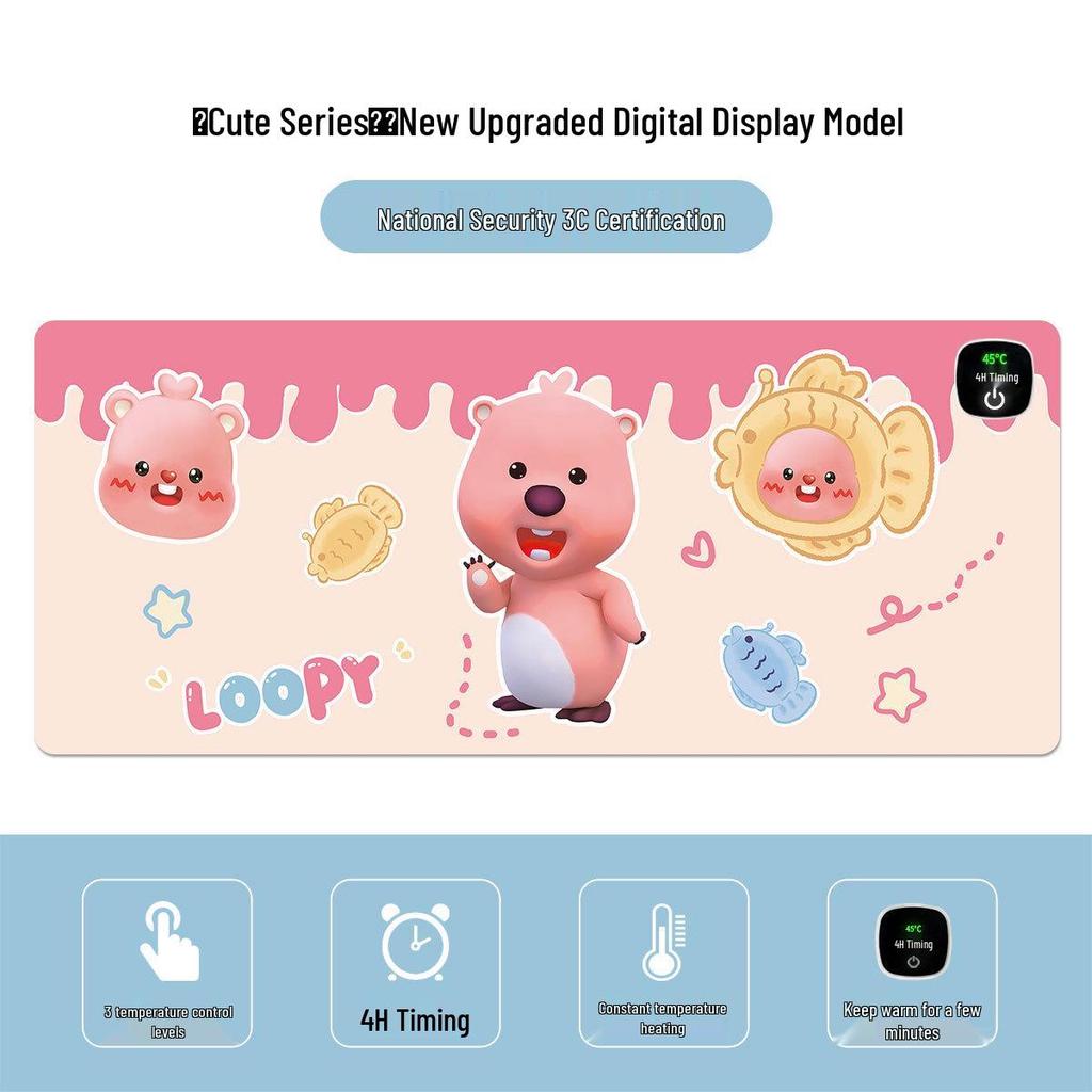 Большой нагреваемый коврик для мыши и стола Loopy - Подогреватель для рук для офиса или студенческого использования