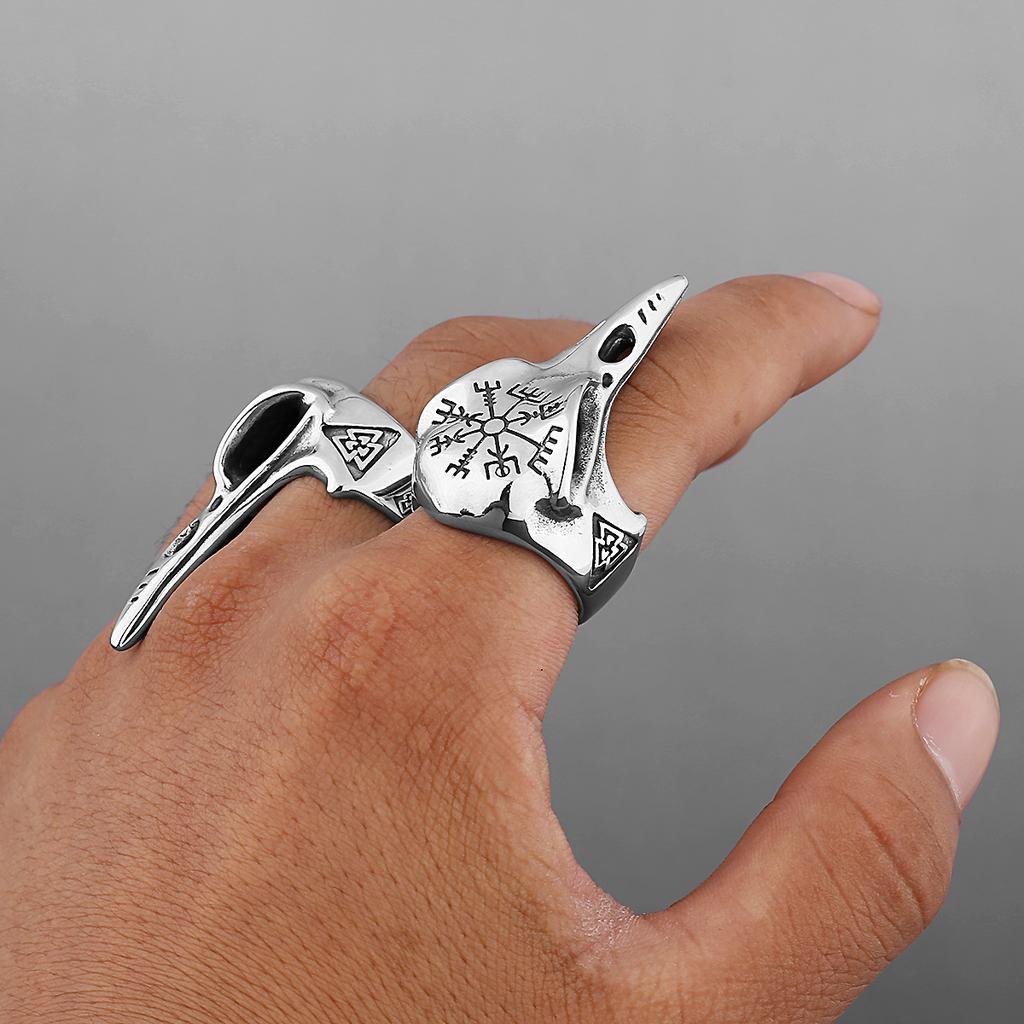 Ретро Скандинавская Мифология Один Ворон Нержавеющая Сталь Большое Кольцо для Мужчин Панк Готика Дерзкий Циркон Байкерские Аксессуары Косплей Крутой Подарок