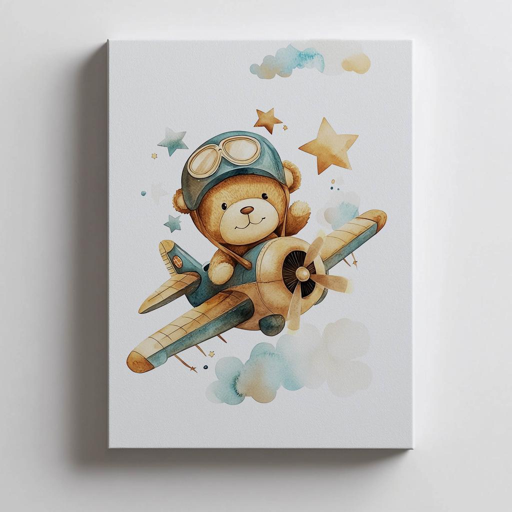 Flying Bear Pilot Poster Flying Bear Pilot Poster, 40X50 Cm, Gold Aluminum Frame, 230 Gsm Matte Paper
