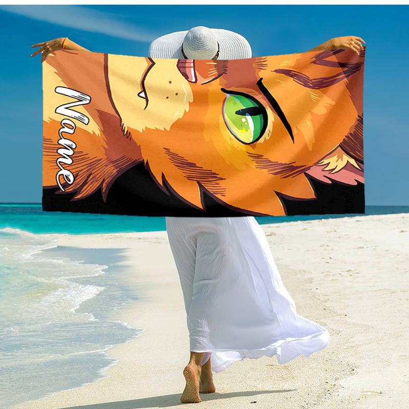 Personalized customized proof beach towel with Warriors Cats pattern - soft, absorbent,quick-drying,perfect swimming,camping&bathing