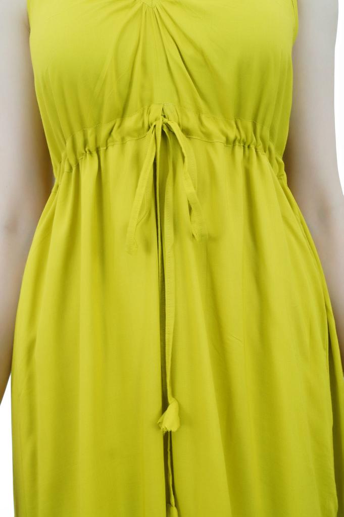 Bimba Women's Long Maxi Cotton Beach Dress Drawstring Waist Strappy Resort