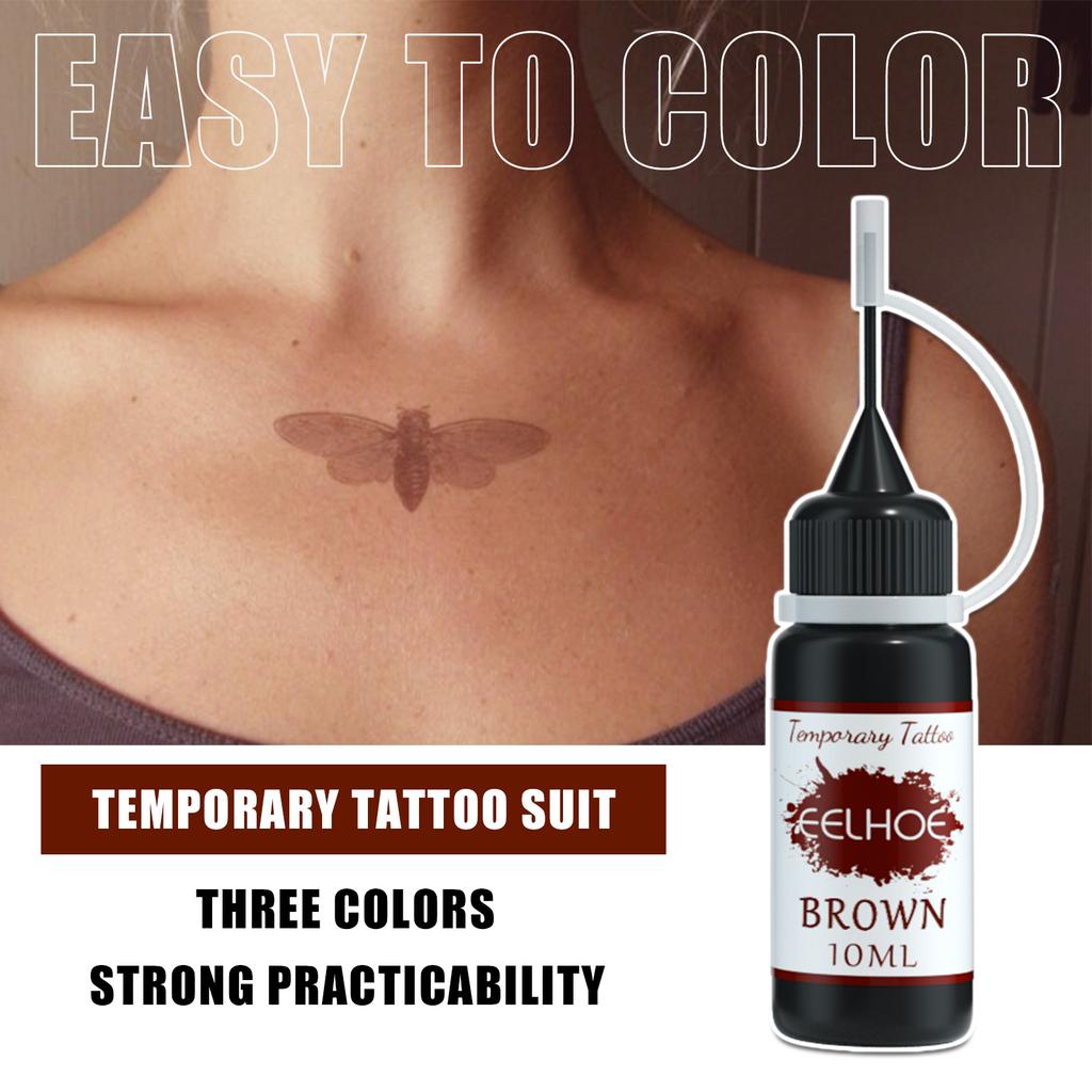 EELHOE Juice Tattoo Set Waterproof Temporary Juice Skin Tattoo Liquid Hollow Pattern Tattoo Template