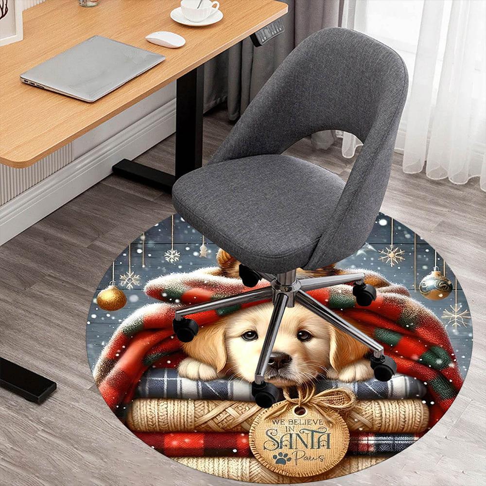 1PC Santa Paws Office Round Area Rug, Under Office Chairs Bedroom Living Room Home Decor,Carpet for Office, -1110281
