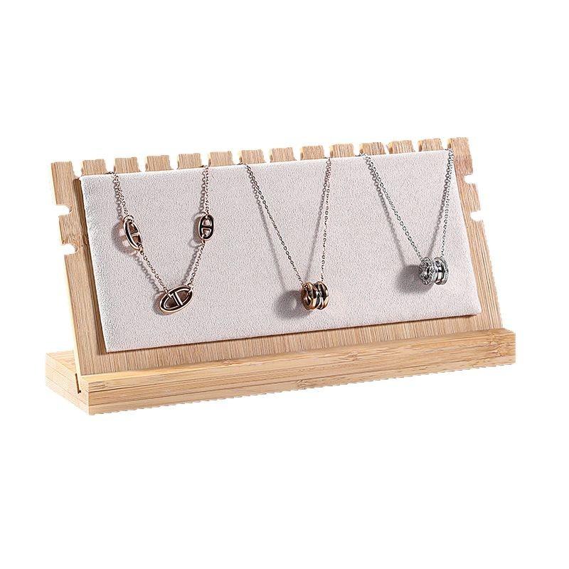Bamboo and Wood Necklace Display Stand, Pendant Stand, L-shaped Vertical Jewelry Stand, Removable Jewelry Display Board, Jewelry Display Props