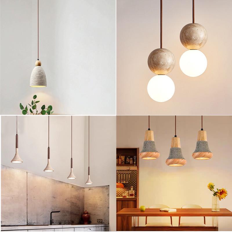 Японский подвесной светильник в стиле Ваби-Саби из желтого травертина, ретро-стиль середины века для спальни, гостевого дома или ресторана.