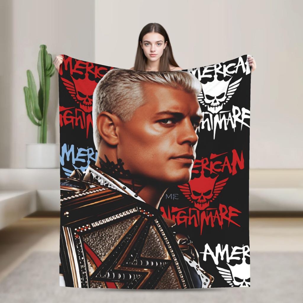 Супер Мягкое Одеяло для Кемпинга Cody Rhodes Винтажное Плед Фланелевое Покрывало для Спальни Уличный Тренд Чехол для Дивана-Кровати