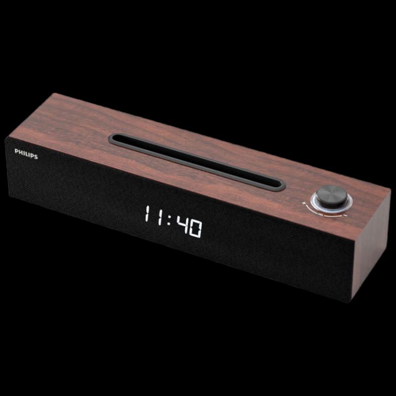 Philips SPA3809 Деревянный Bluetooth-динамик-часы с тяжелыми басами, китайская вилка (адаптер в комплекте) (Китайская версия)