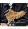 Мужские коричневые кожаные ботинки в британском стиле - Осенняя уличная обувь для парашютистов и рабочих