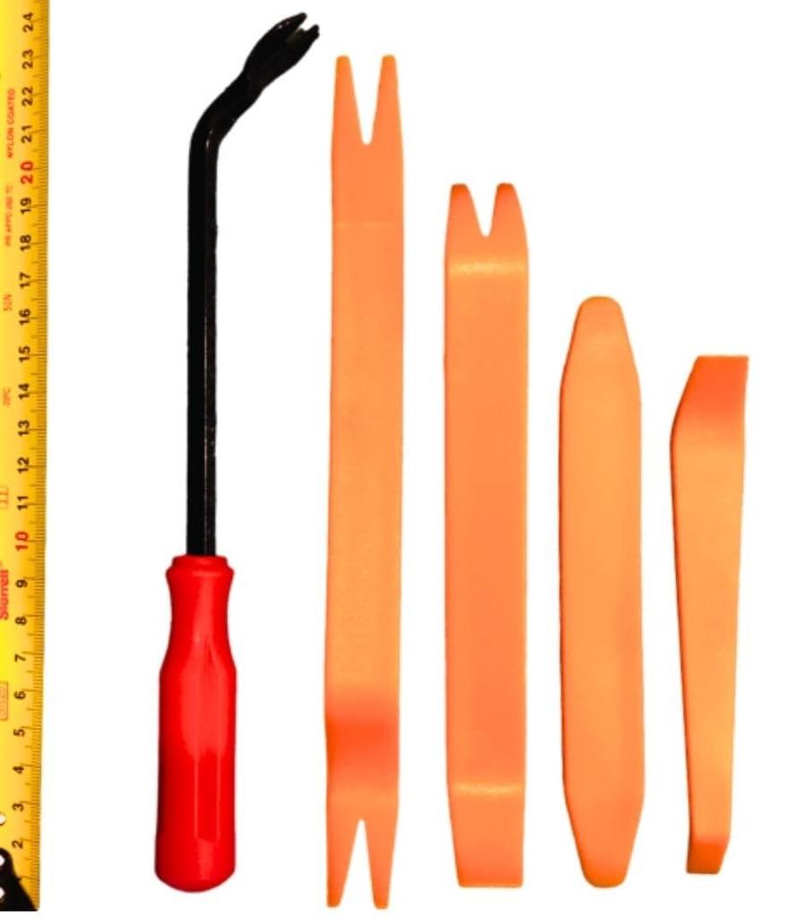 Набор из 5 предметов Инструмент для снятия панельных заклепок, клипс, зажимов, Детали (Инструмент для снятия 4 панелей + 1 зажим-клипса)