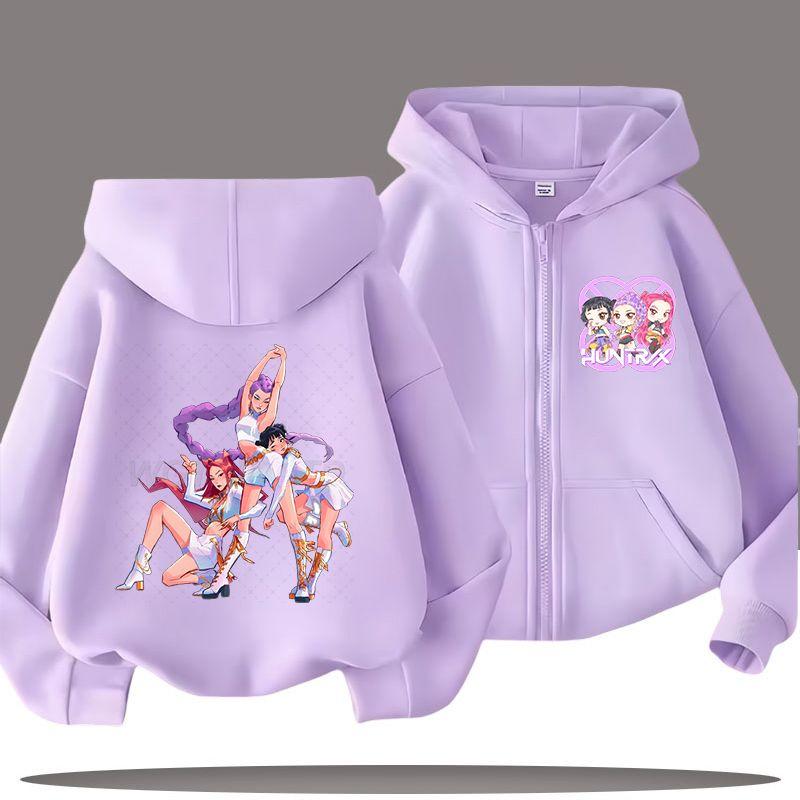KPop Demon Hunters Zipper Hoodies for Boys and Girls, Children's Fashion Sweatshirts