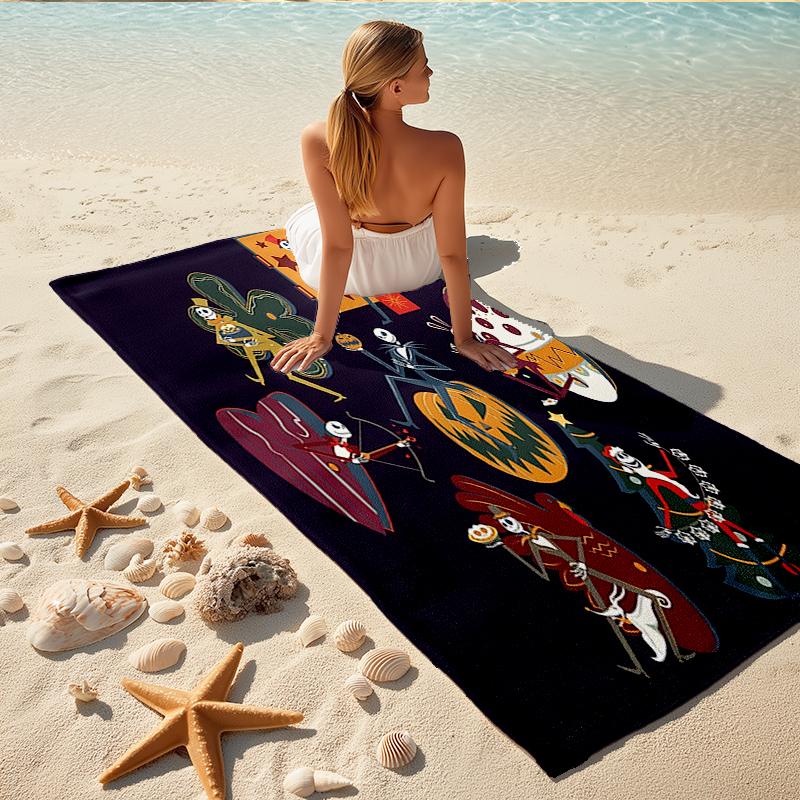 1Pc Day Dead Celebration Beach Towel, Quick Dry, Multi-Use for Beach Pool Gym Yoga Home Travel, Christmas, Halloween, Xmas Gift S41