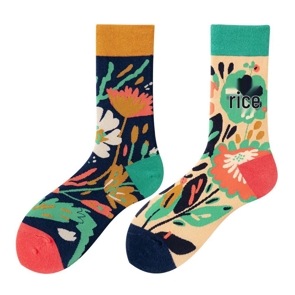 Asymmetric Colorful Christmas Cotton Socks for Couples