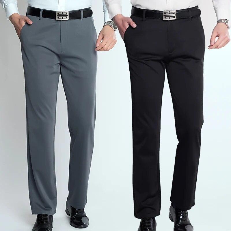 Men's Loose Casual Plus Size Pants Summer Lightweight Straight Pants Office Business Pants