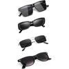 Sheomy Unisex Combo Offer Pack of 4 Shades Glasses Pathan Sunglasses Rectangle Retro Vintage Narrow Women::Men, MKN-436