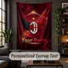 Personalized Wall Tapestry,AC Milan Custom Text, Soft Fabric Wall Art For Indoor Decoration