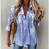 New Fashion Floral Print Plus Size Long Sleeve Womens Blouse