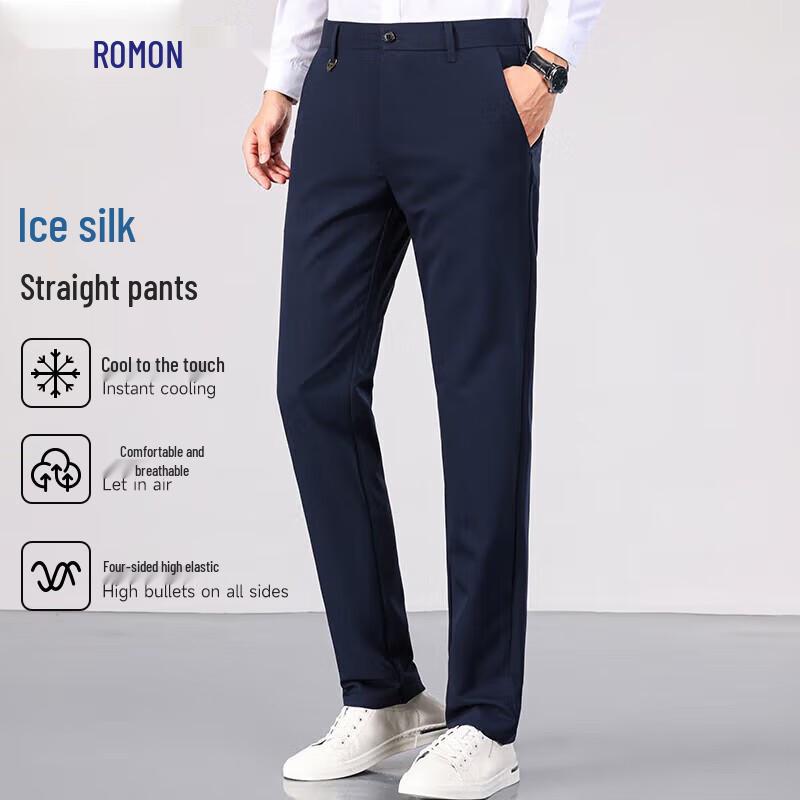 Мужские брюки Luomeng с высокой эластичностью, устойчивые к сминанию, прямого кроя, повседневные