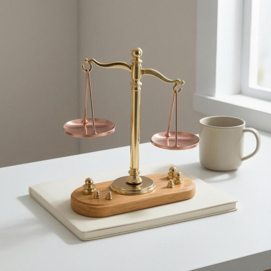 Miniature Balance Scale with Weighing Pans for Craft Displays