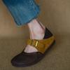 Fashion Soft Sole Single Shoes Autumn New Spliced Two-wear Suede Color-block Non-slip Wear-resistant Flat Shoes
