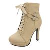 Autumn Women's Pumps Shoes Women's Thick Sole Boots Lace Up Ladies Ankle Boots Comfortable Stiletto Heels