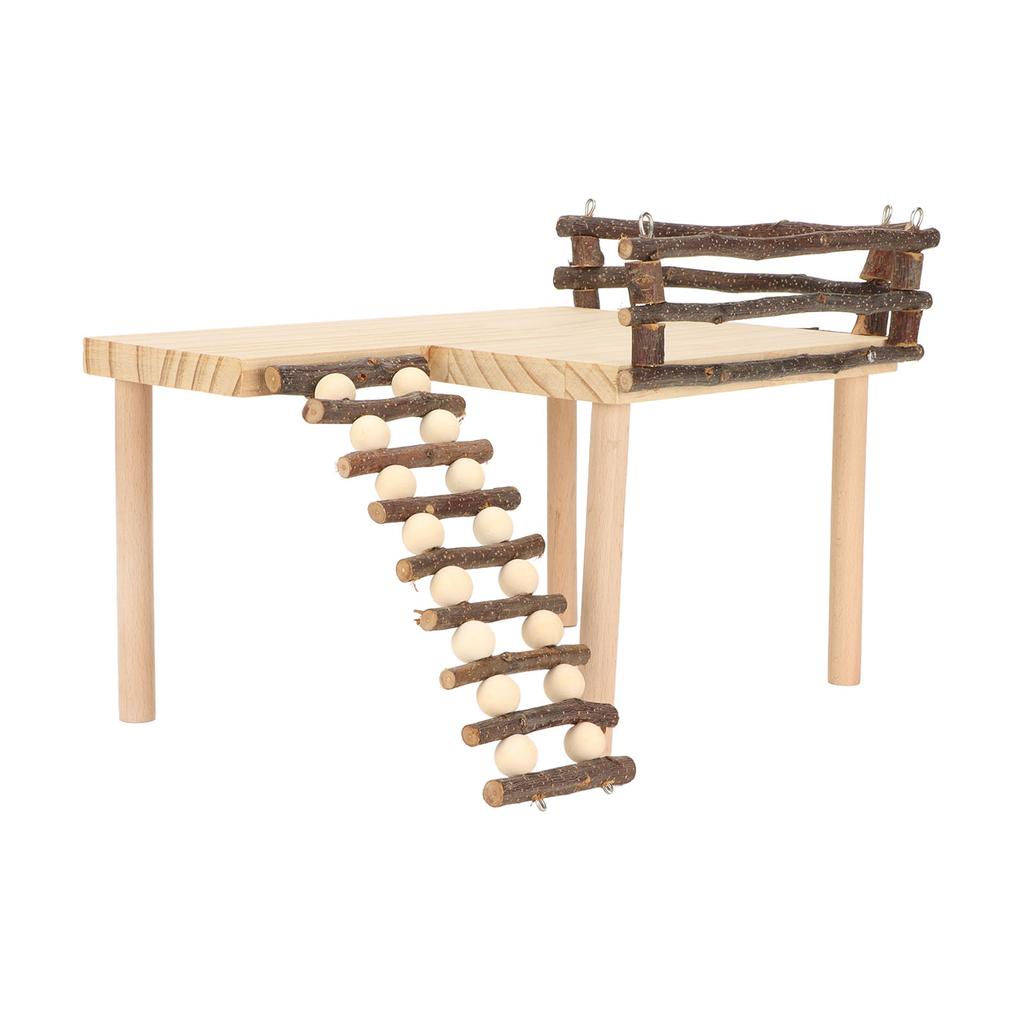 Wooden Hamster Climbing Toys Natural Log Hamster Climb Platform with Climbing Ladder for Eating